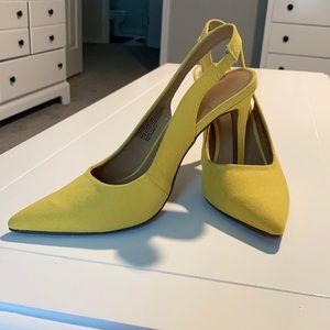 Material Girl mustard yellow pumps